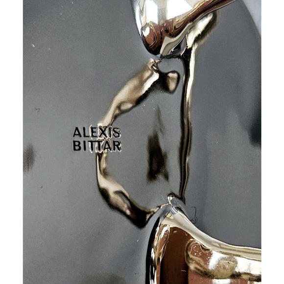 ALEXIS BITTAR liquid-molten rocky disk link Swarovski crystal bracelet cuff $435 - Picture 10 of 12